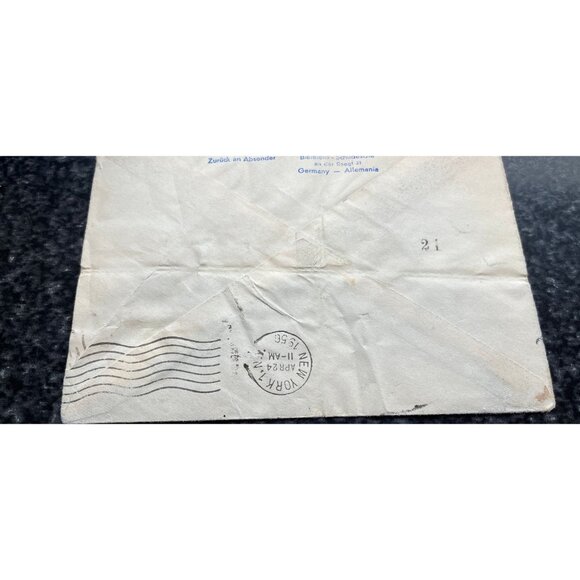 Vtg 1956 Opening Flight Hamburg-Dusseldorf Paris - New York By Airmail By Plane - Picture 6 of 6